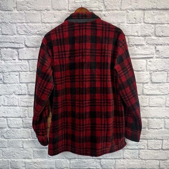 Vintage LL Bean Women Red Plaid Flannel Jacket Full Zip Long Sleeve Large USA - Picture 3 of 8